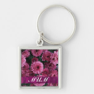 Pink flower personalized mother keychain