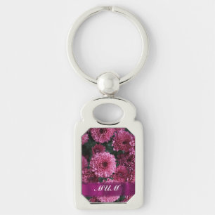 Pink flower personalized mother keychain