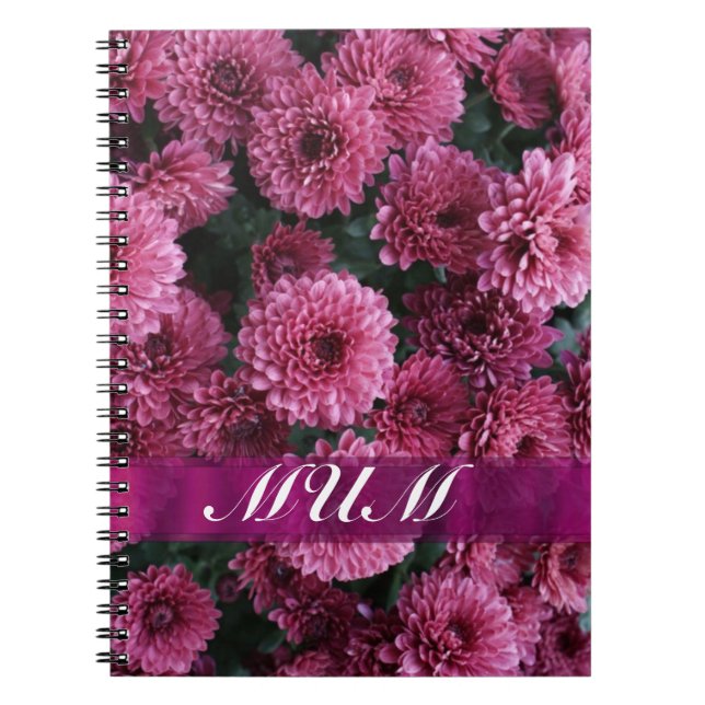 Pink flower personalized mother notebook (Front)