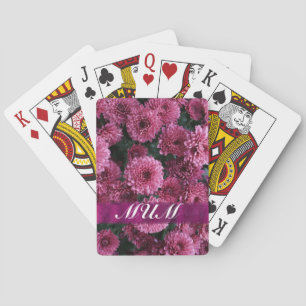 Pink flower personalized mother playing cards