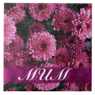 Pink flower personalized mother tile