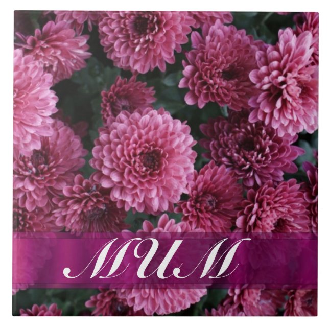 Pink flower personalized mother tile (Front)