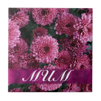 Pink flower personalized mother tile