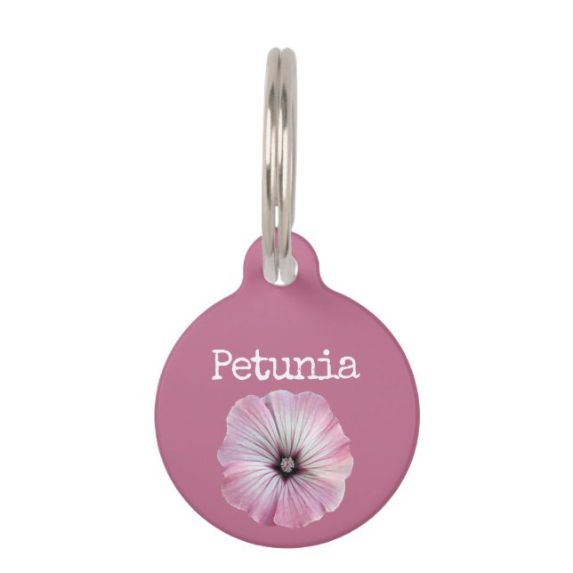 Pink Flower Petunia Pet Tag (Front)
