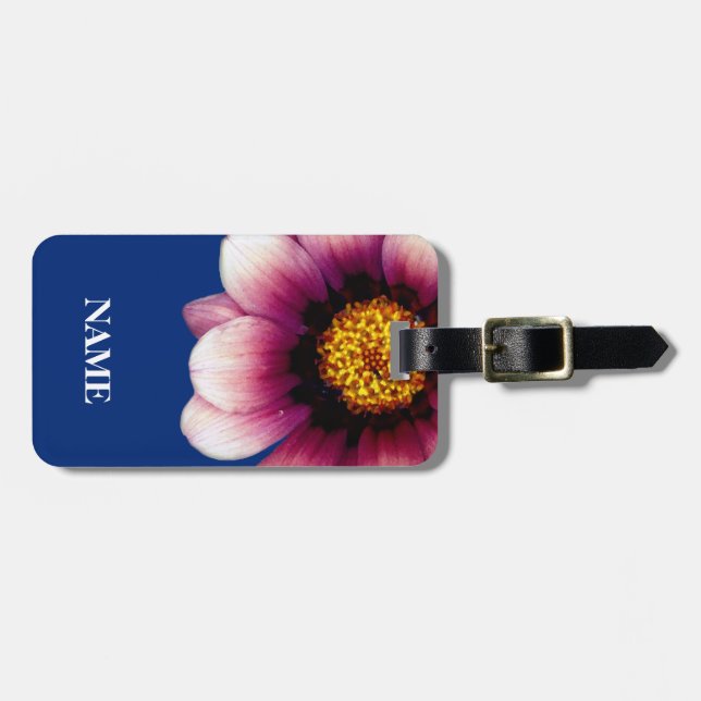 Pink Flower Photo Luggage Tag (Front Horizontal)