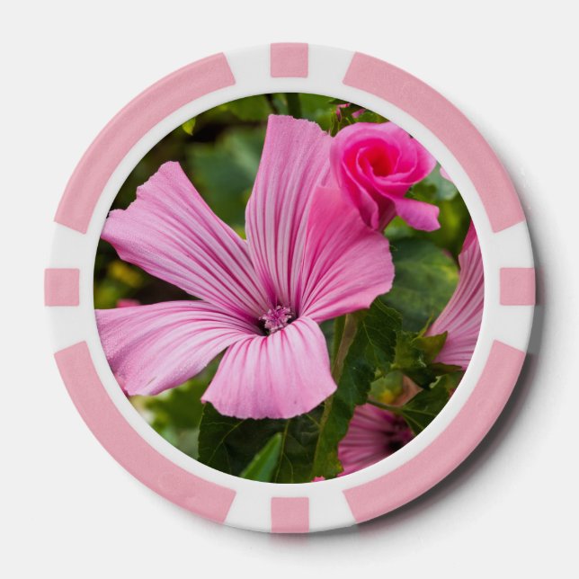 pink flower photo poker chips (Front)