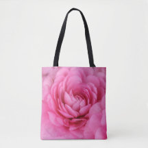 Pink Flower Photograph Monogram Tote