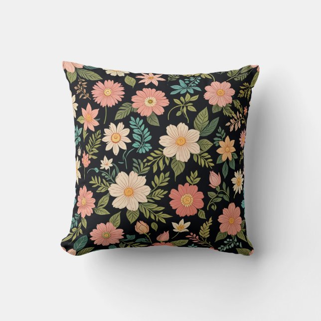 Pink flower pillow cushion (Front)