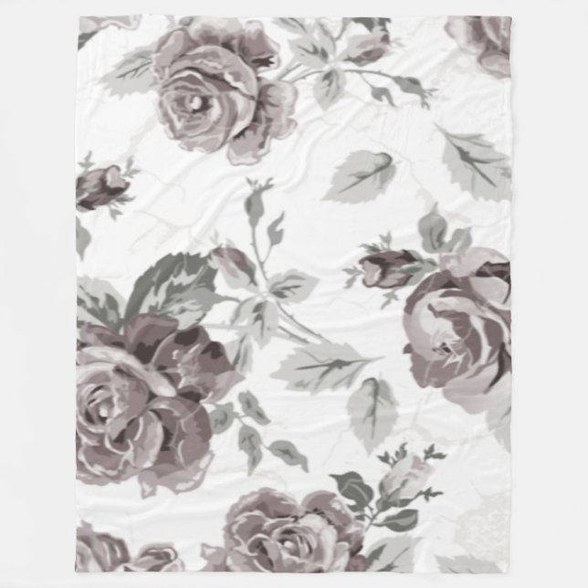 Pink+flower+pink+purple+print Fleece Blanket (Front)