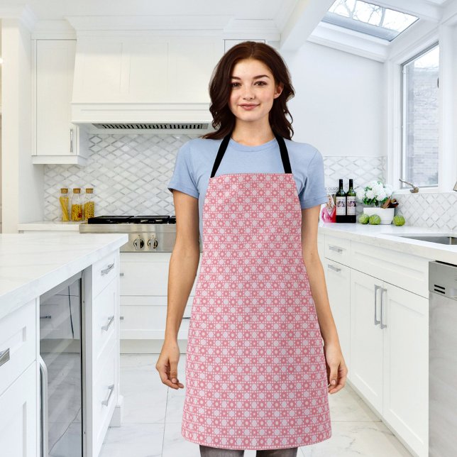 Pink Flower Plaid Pattern Apron (Creator Uploaded)