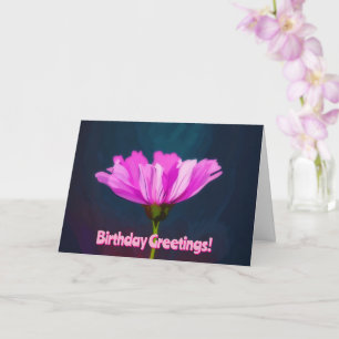 Pink Flower Pop Art Style Birthday Card