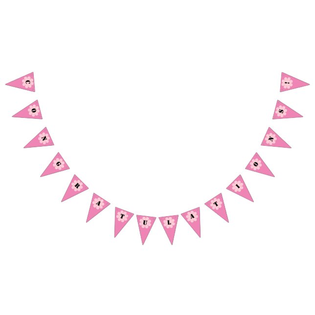 Pink Flower Power Bunting Flags (All)