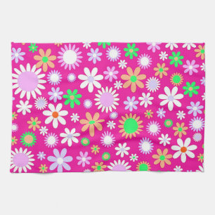 Pink Flower Power Kitchen Towel