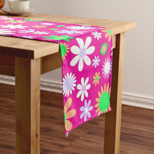 Pink Flower Power Long Table Runner