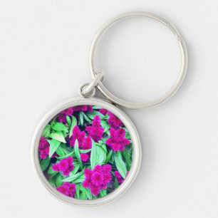 Pink flower premium keychain