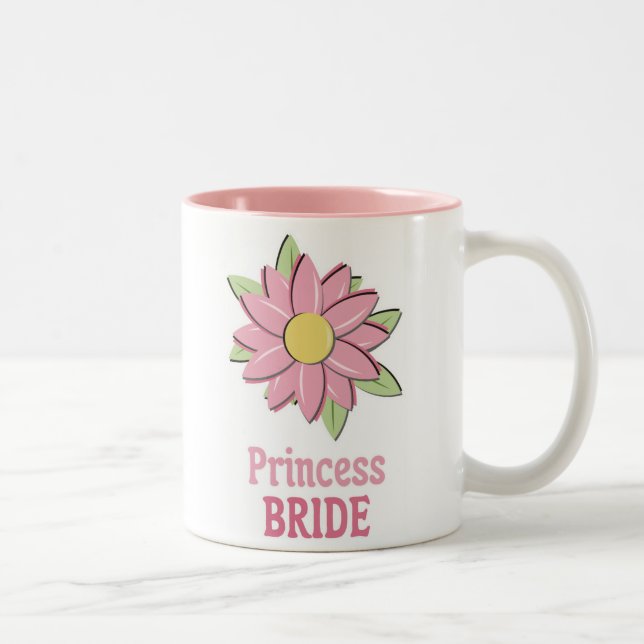 Pink Flower Princess Bride Two-Tone Coffee Mug (Right)