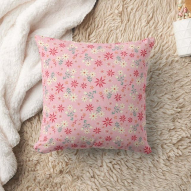 Pink Flower Print Modern throw pillow  (Creator Uploaded)