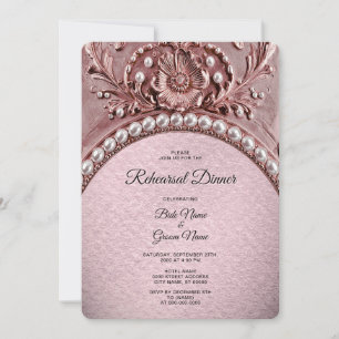 Pink Flower Rehearsal Dinner Invitation
