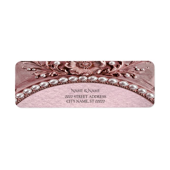 Pink Flower Return Address Label (Front)