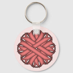 Pink Flower Ribbon by Kenneth Yoncich Keychain