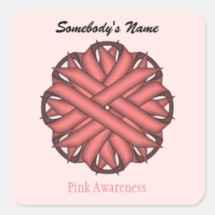 Pink Flower Ribbon by Kenneth Yoncich Square Sticker