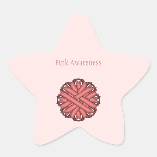 Pink Flower Ribbon by Kenneth Yoncich Star Sticker (Front)