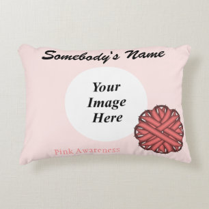 Pink Flower Ribbon Template by Kenneth Yoncich Accent Pillow