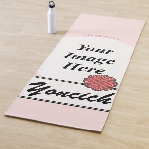 Pink Flower Ribbon Template by Kenneth Yoncich Yoga Mat