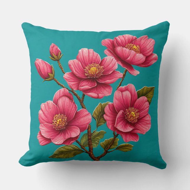 🌸 Pink Flower Room Decor Accent Gift Idea 🌸 Throw Pillow (Front)