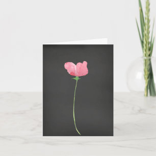 Pink Flower Rose Bud on Black Thank You Card