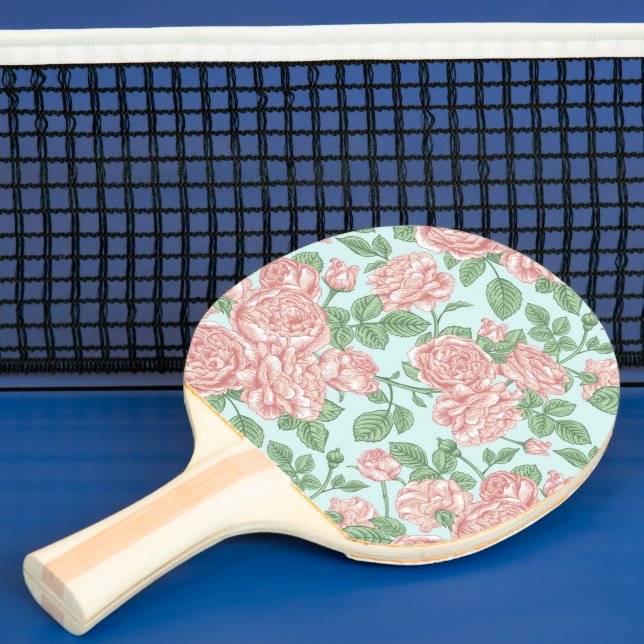 Pink Flower Rose Garden Bouquet Pattern Ping Pong Paddle (Insitu)