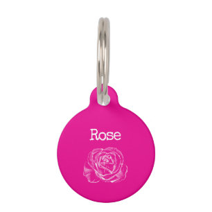 Pink Flower Rose Pet Tag