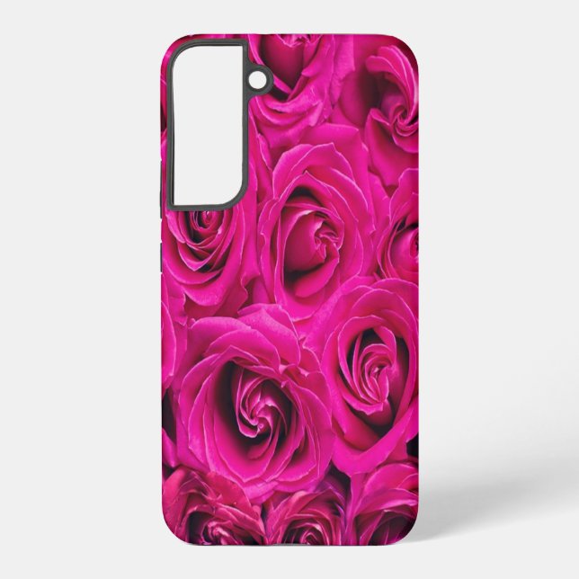 Pink flower roses pattern samsung galaxy s22+ case (Back)