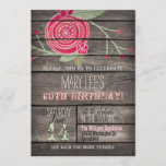 Pink Flower, Rustic Country 60th Birthday Party Invitation<br><div class="desc">60th Birthday Party invitation featuring pink and sage green flower, floral design on rustic vintage country western, barn wood, wooden printed background with elegant, old fashioned style fonts. Perfect for country, farmhouse, farm, barnyard theme adult Birthday Parties! This cute, fun invite is great year round for spring, summer, fall, or...</div>