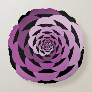 Pink Flower Spiral Ombre Round Pillow
