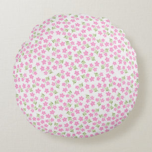 Pink flower spring design round pillow