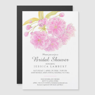 Pink flower spring floral blossom bridal shower magnetic invitation