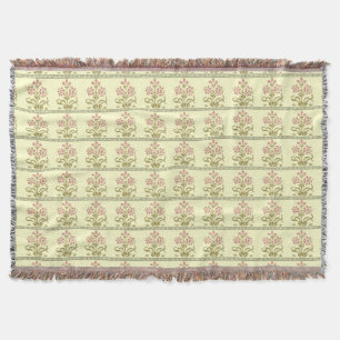 Pink Flower Stripes Throw Blanket