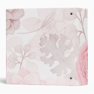 Pink Flower Succulent Illustration Summer Pattern Binder
