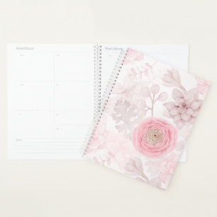 Pink Flower Succulent Illustration Summer Pattern Planner
