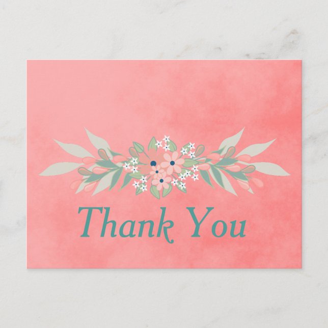 Pink Flower Thank You Postcard (Front)