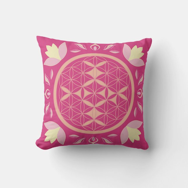 pink flower throw pillow (Front)