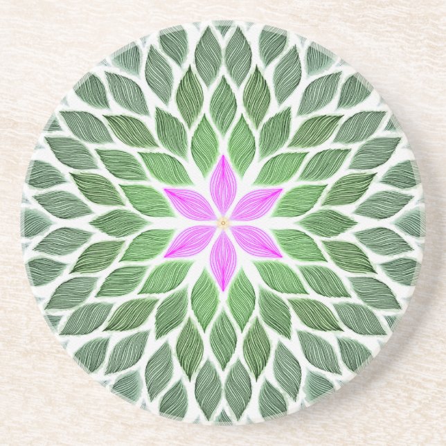 pink flower tile coaster (Front)