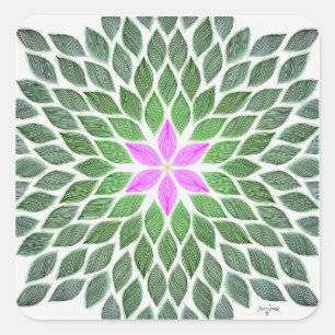 pink flower tile square sticker