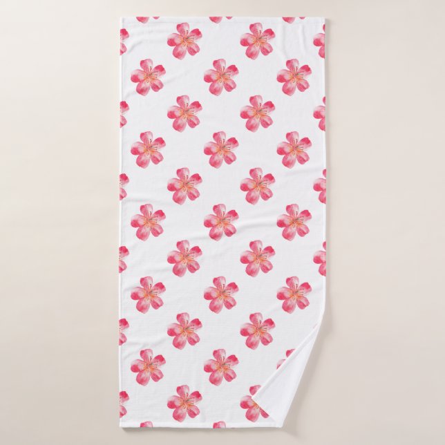 Pink Flower Tropical Bath Towel (Bath Towel)