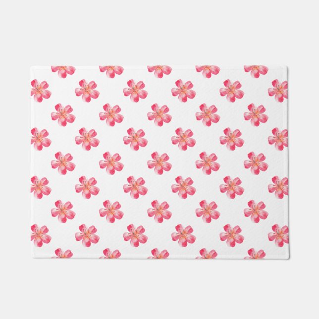 Pink Flower Tropical Doormat (Front)
