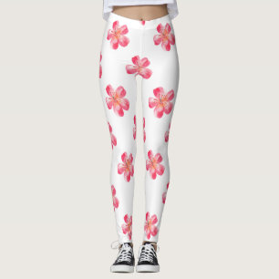 Pink Flower Tropical Leggings