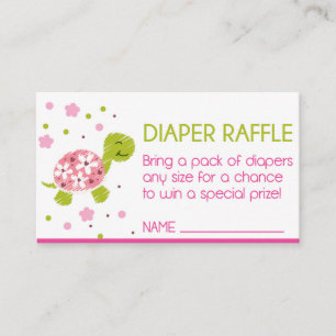 Pink Flower Turtle Diaper Raffle Enclosure Card