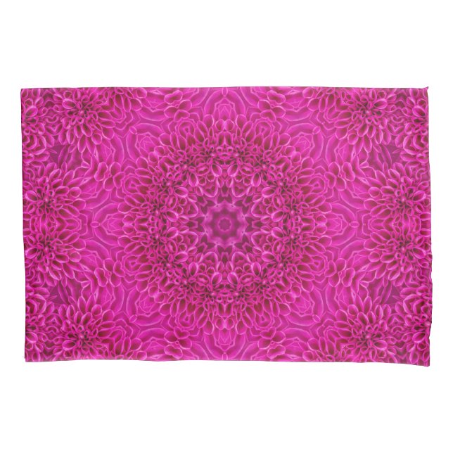 Pink Flower Vintage Fractal Kaleidoscope Pillowcase (Front)