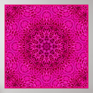 Pink Flower Vintage Fractal Kaleidoscope Poster